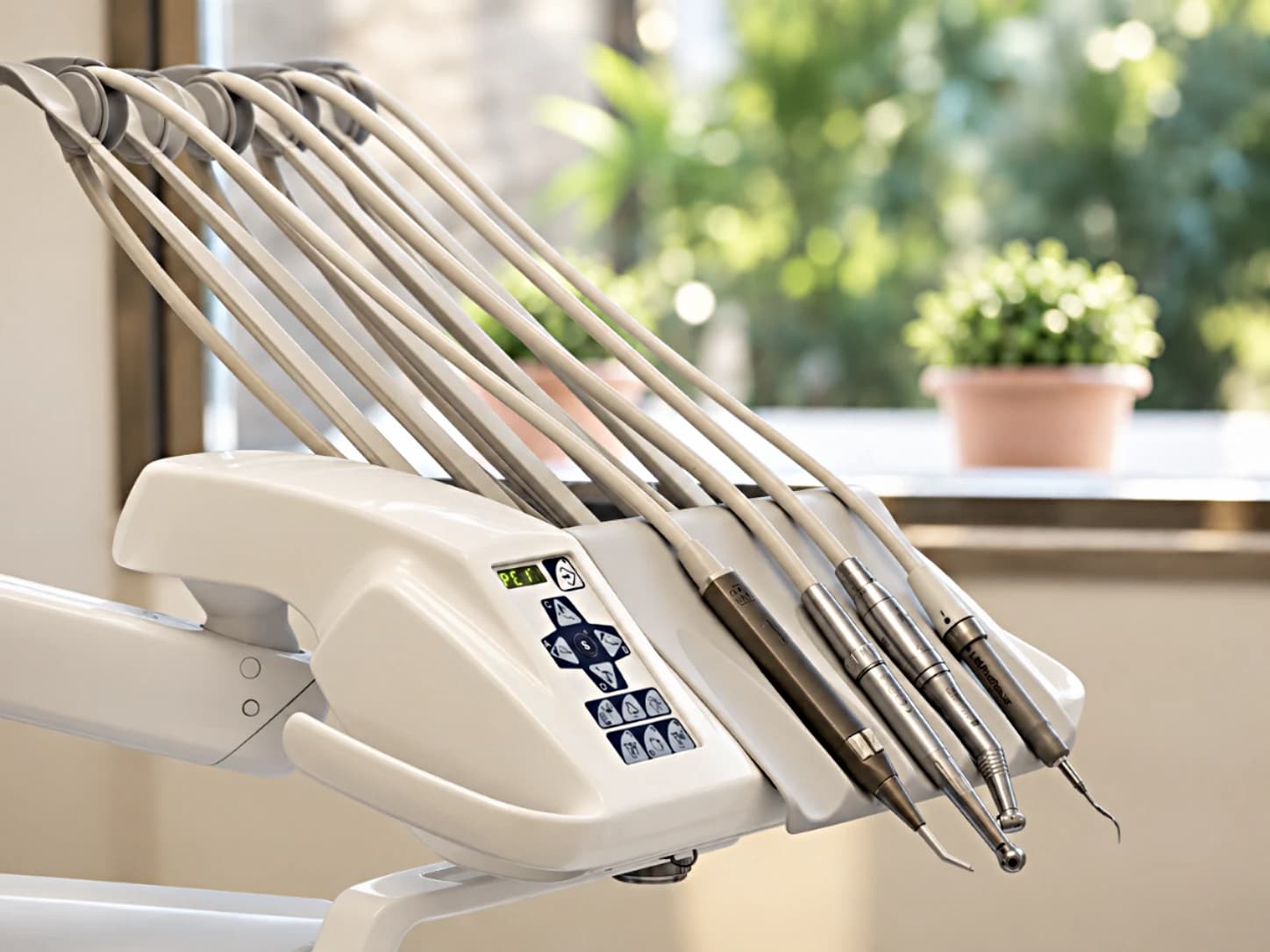 Instrumental de la unitat dental al costat de la finestra