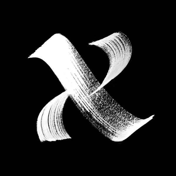 Letter X in white dry-brush calligraphy on black