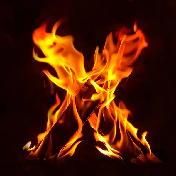 Letter X made of flames on black