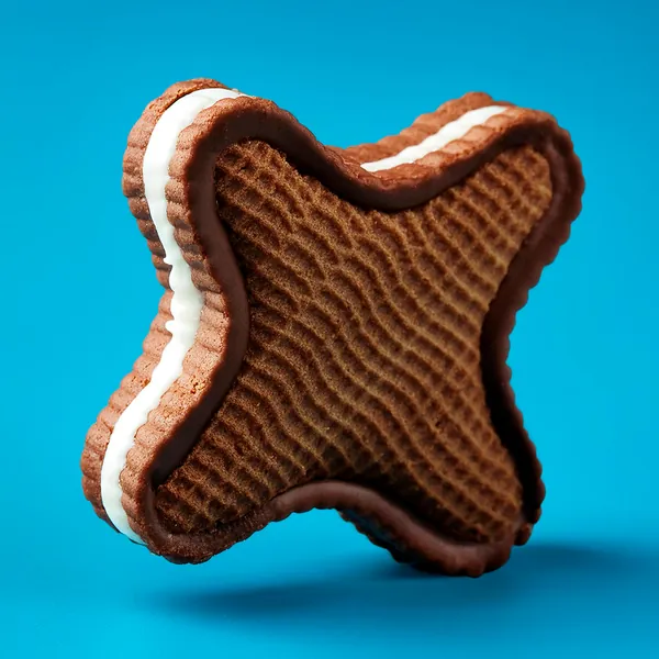 Letter X shaped as an ice cream sandwich wafer cookie