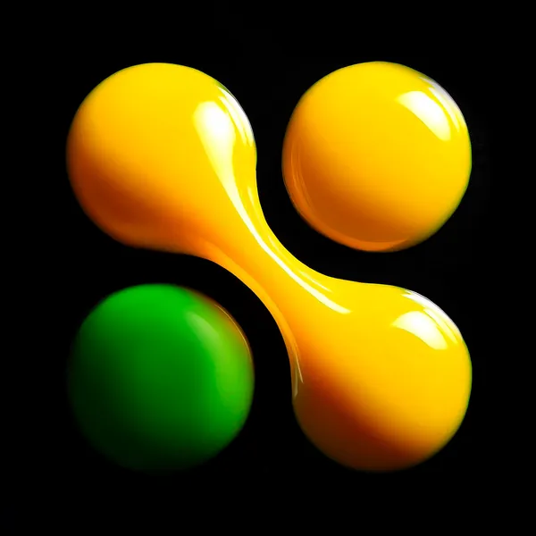 Letter X made of glossy yellow and green liquid drops