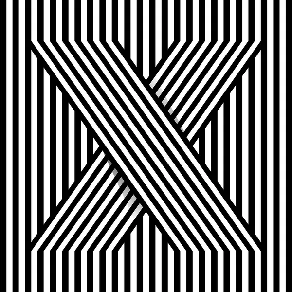 Letter X in black and white vertical stripes, Op Art style