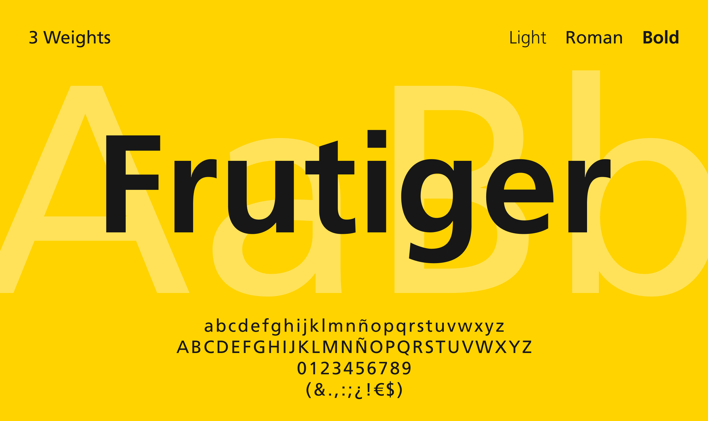 RACC corporate typeface Frutiger, available in Light, Roman and Bold weights