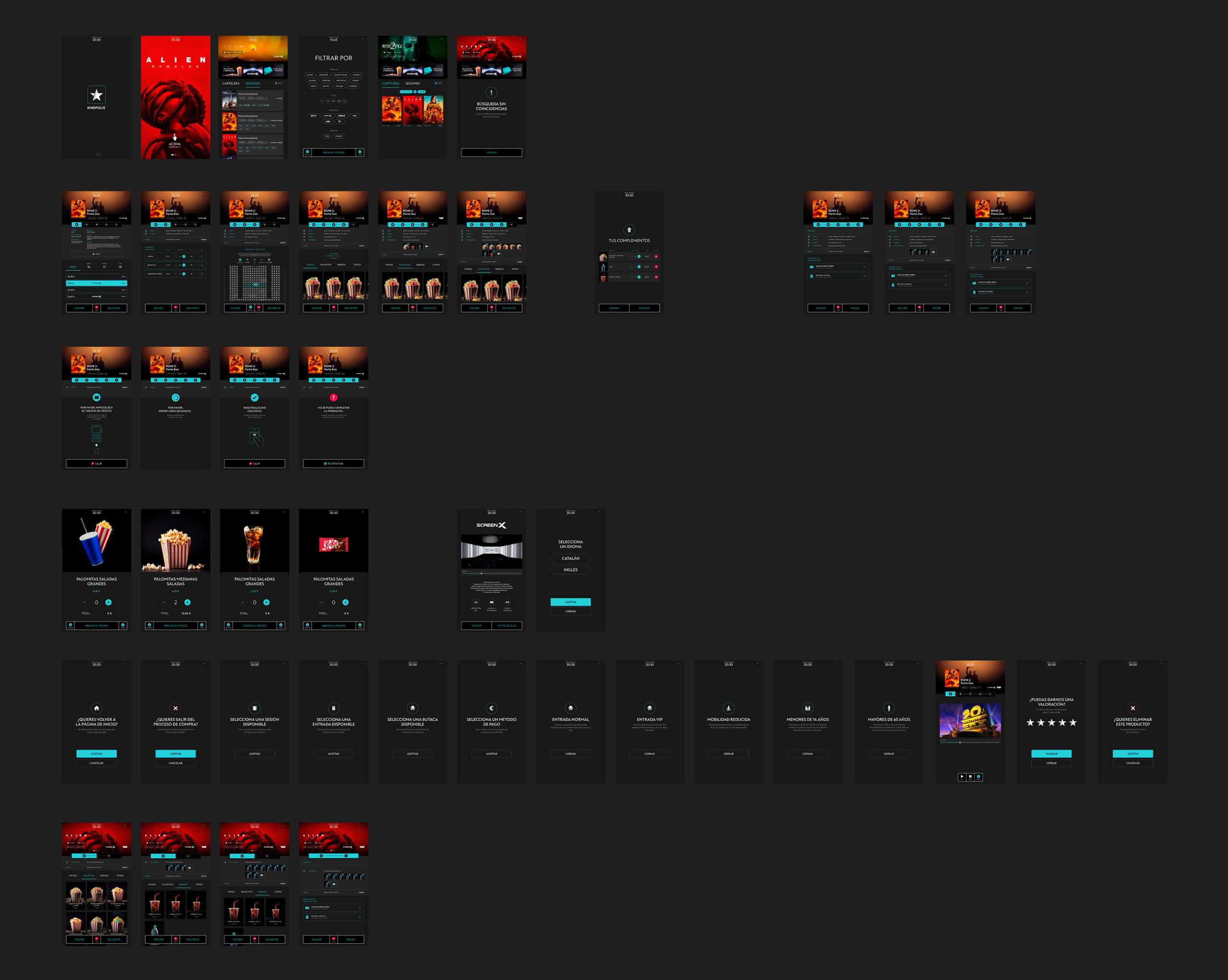 UI design for a cinema digital kiosk