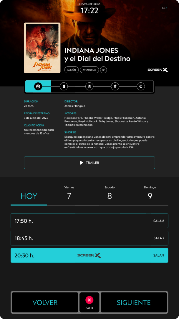 UI design for a cinema digital kiosk
