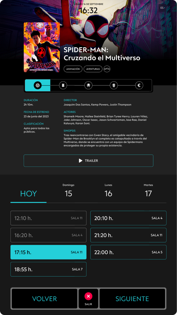 UI design for a cinema digital kiosk