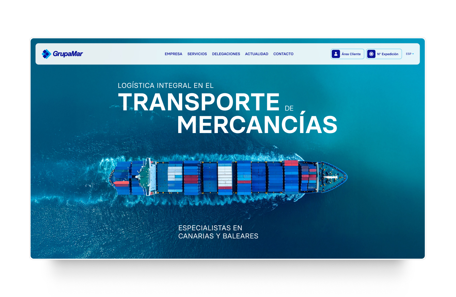 Desktop homepage of GrupaMar's redesigned website